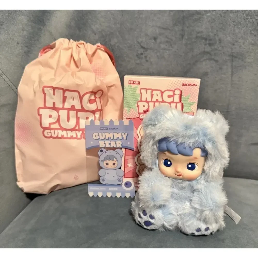 Pop Mart Hacipupu Gummy Bear Series Vinyl Plush Pendant Open Blind Box-Blueberry